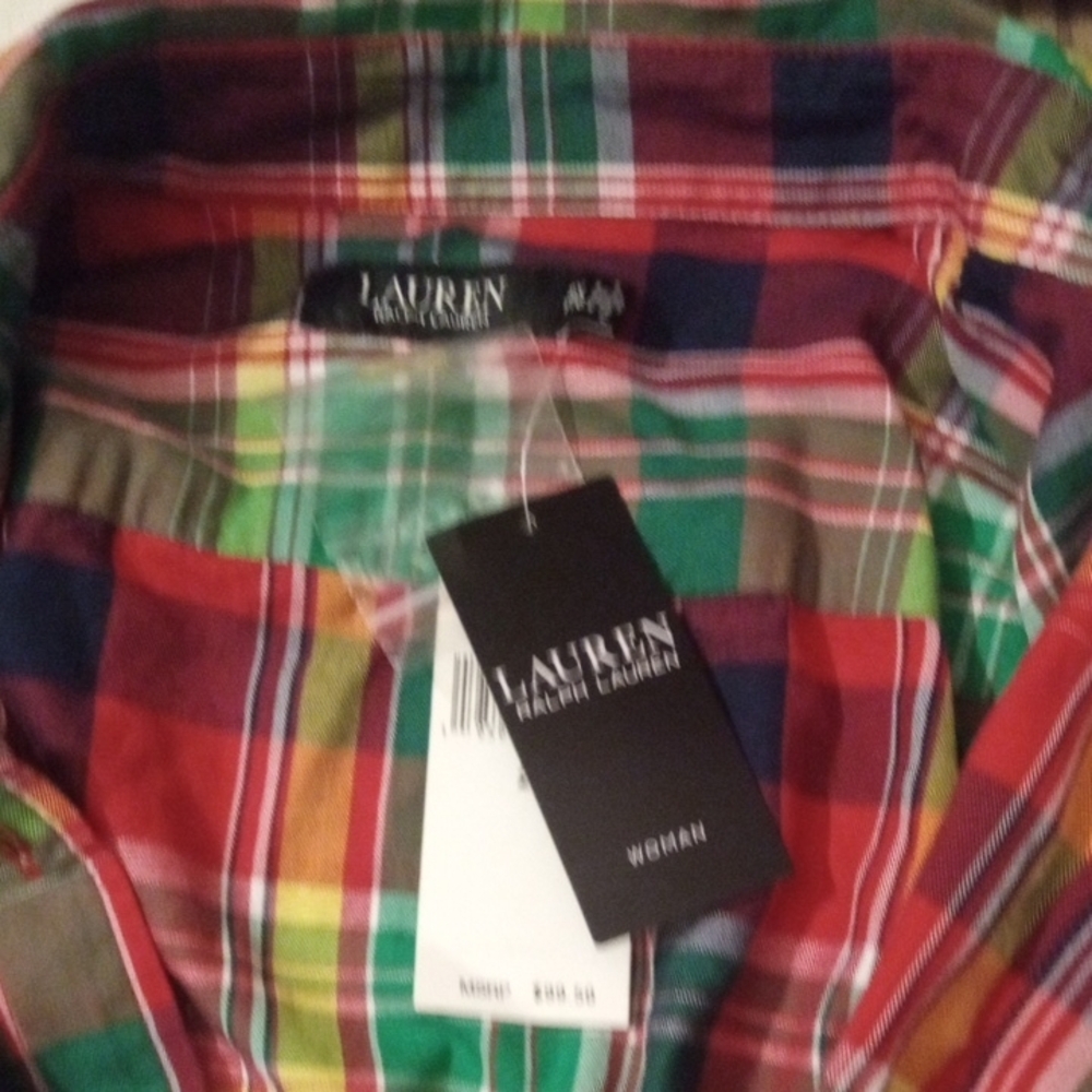 Lauren Ralph Lauren Red and Green Plaid Button Down Shirt